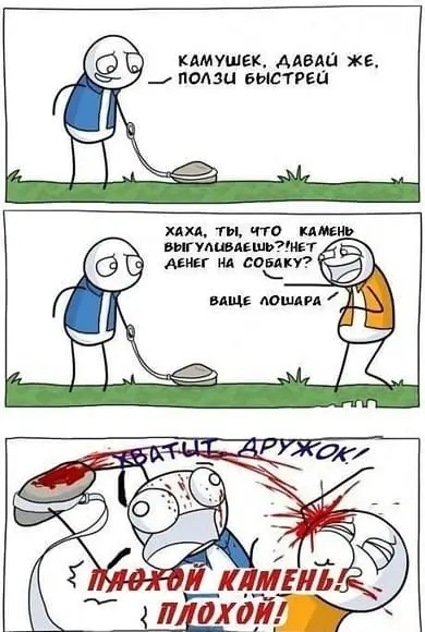 Камушек, давай же, ползи быстрей. Хаха, ты, что камень выгуливаешь?!